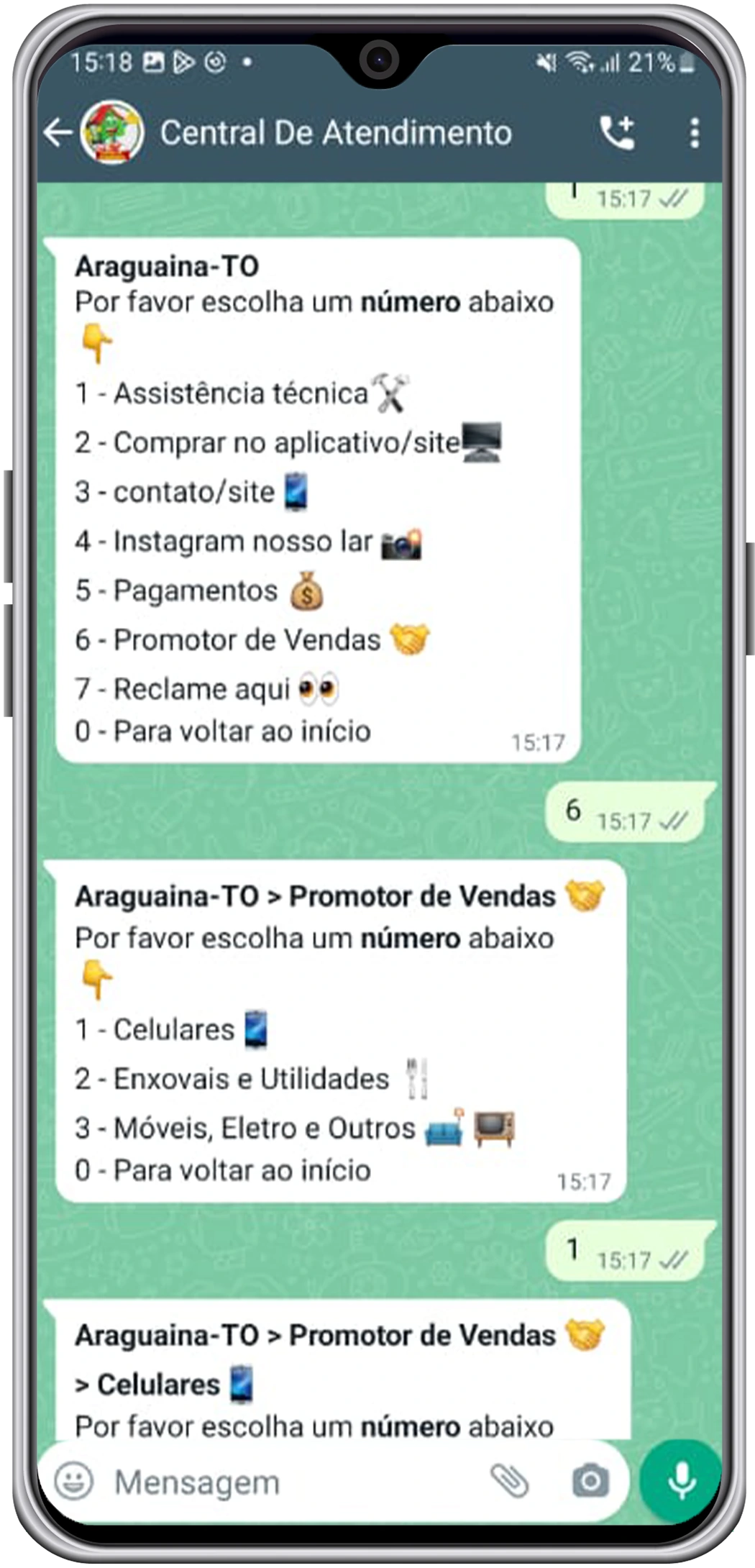 Segundo passo para contatar vendedor
