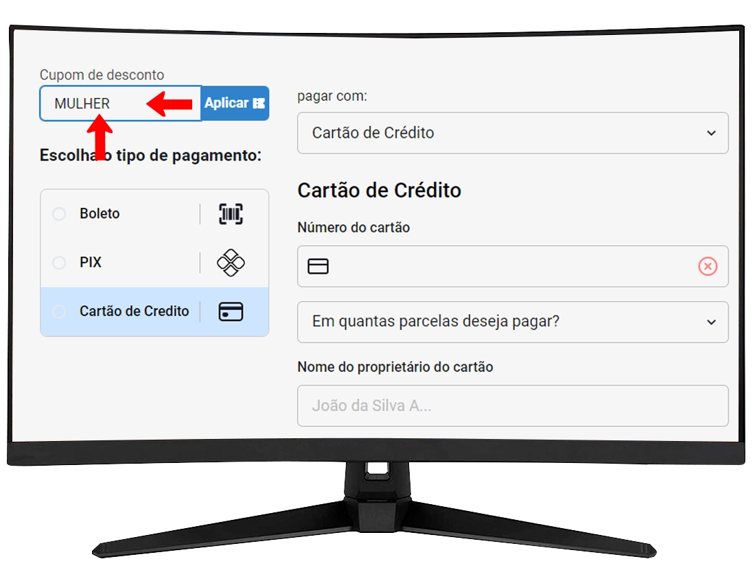 Segundo passo para aplicar o cupom