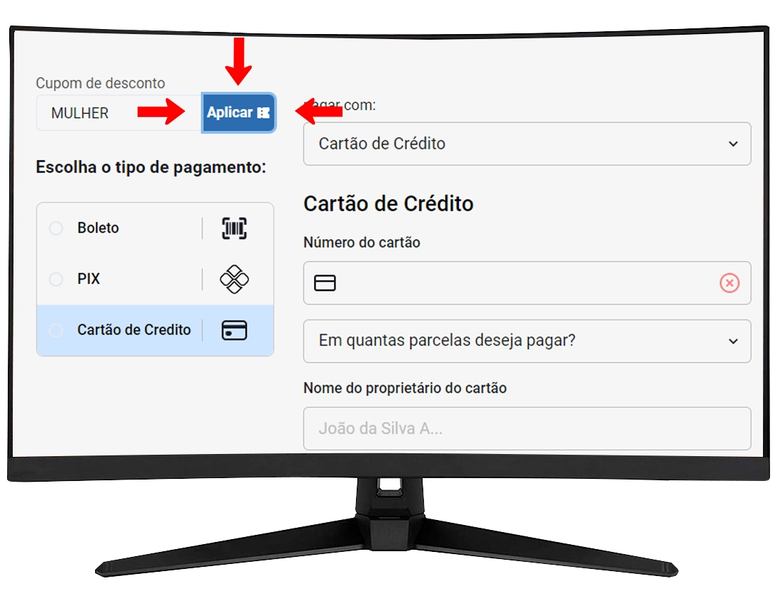 Terceiro passo para aplicar o cupom