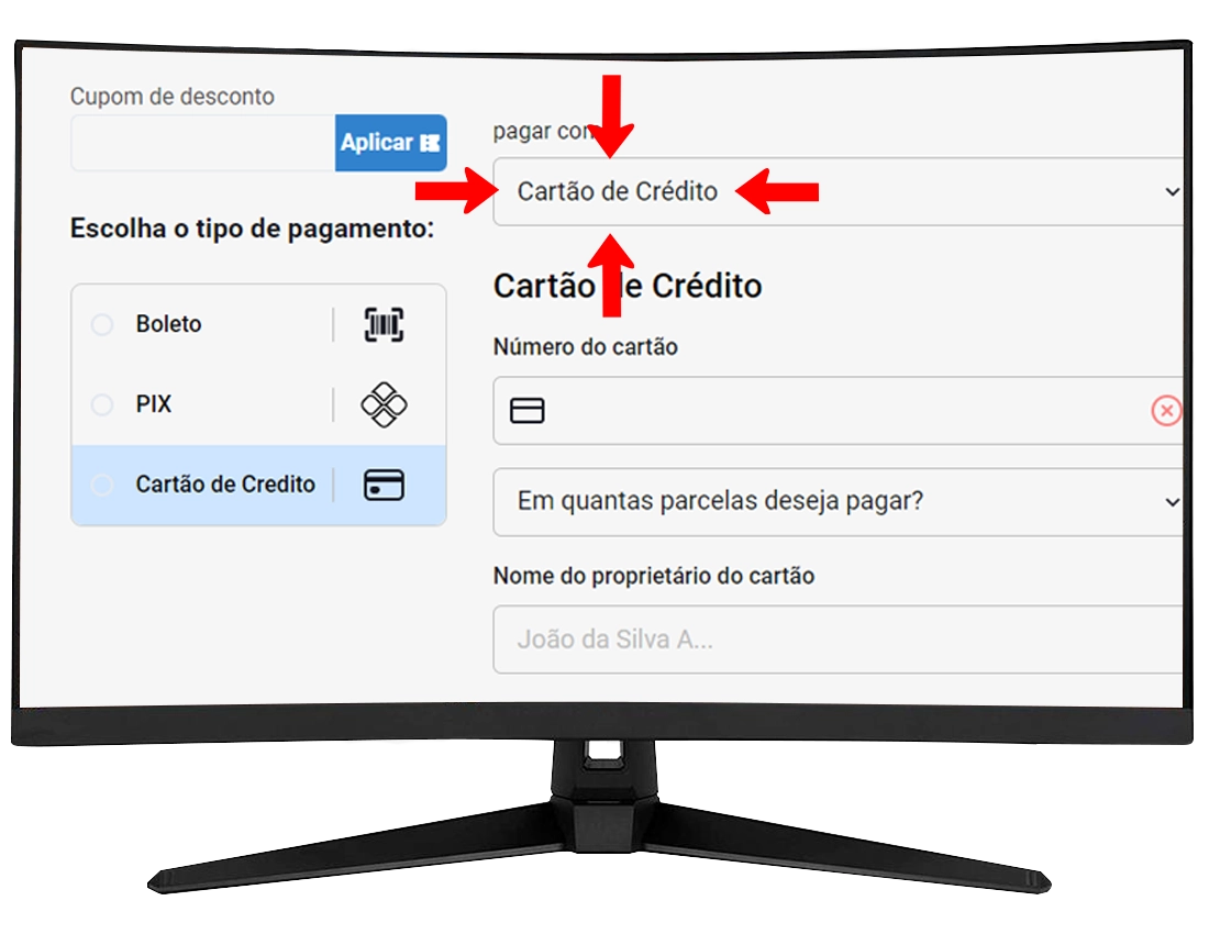 Segundo passo para pagar com dois cartão